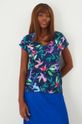 T-shirt bawełniany damski wzorzysty kolor turkusowy turkusowy RW24.TSD013