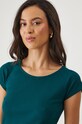 T-shirt bawełniany damski z domieszką elastanu gładki kolor zielony turkusowy RW24.TSD023