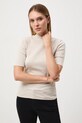 T-shirt damski prążkowany beżowy RW24.TSD042