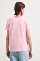 Odzież T-shirt bawełniany damski z elastanem w pasy RW24-TSD043 różowy