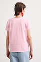 Odzież T-shirt bawełniany damski z elastanem w pasy RW24-TSD043 różowy
