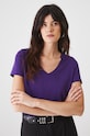 T-shirt bawełniany damski z elastanem gładki fioletowy RW24.TSD043