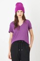 T-shirt bawełniany damski z elastanem gładki kolor fioletowy fioletowy RW24.TSD043