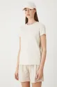 T-shirt bawełniany damski z domieszką elastanu gładki kolor beżowy RW24.TSD062 beżowy RW24