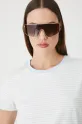 T-shirt bawełniany damski z domieszką elastanu gładki kolor niebieski niebieski RW24.TSD062