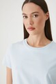 T-shirt bawełniany damski z domieszką elastanu gładki kolor niebieski niebieski RW24.TSD062