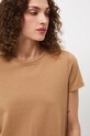 T-shirt bawełniany damski z elastanem gładki beżowy RW24.TSD062
