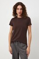 T-shirt bawełniany damski z elastanem gładki brązowy RW24.TSD062