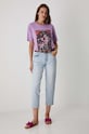 Bavlněné tričko dámské s potiskem fialová barva RW24.TSD102 fialová RW24