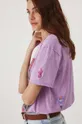 fialová Bavlněné tričko dámské s potiskem fialová barva