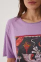 Bavlněné tričko dámské s potiskem fialová barva Dámský