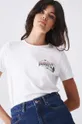 T-shirt bawełniany damski z domieszką elastanu z nadrukiem biały biały RW24.TSD170