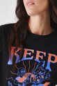 T-shirt bawełniany damski z domieszką elastanu z nadrukiem czarny RW24.TSD172 czarny