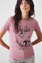Bavlněné tričko s elastanem s potiskem růžová barva růžová RW24.TSD173