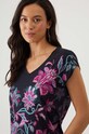 T-shirt bawełniany damski wzorzysty kolor czarny czarny RW24.TSD202