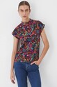T-shirt bawełniany damski z domieszką elastanu wzorzysty kolor multicolor multicolor RW24.TSD601
