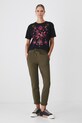 T-shirt bawełniany damski z ozdobnym haftem kolor czarny RW24.TSD602 czarny RW24