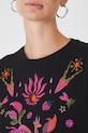 T-shirt bawełniany damski z ozdobnym haftem kolor czarny RW24.TSD602 czarny