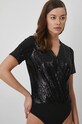 Body damskie z cekinami kolor czarny czarny RW24.TSDA05