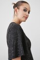 T-shirt damski z metaliczną nicią kolor czarny czarny RW24.TSDA07