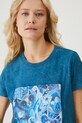 Bavlnené tričko dámske z kolekcie Karolina Matyjaszkowicz x Medicine tyrkysová farba RW24.TSDB57 tyrkysová