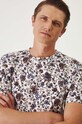 T-shirt bawełniany męski z domieszką elastanu wzorzysty kolor beżowy beżowy RW24.TSM025