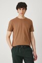 T-shirt bawełniany męski z elastanem gładki kolor brązowy brązowy RW24.TSM026
