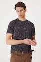 Bavlněné tričko pánské s příměsí elastanu, se vzorem černá barva černá RW24.TSM328
