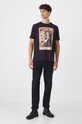 T-shirt bawełniany męski z domieszką elastanu z nadrukiem kolor czarny RW24.TSM400 czarny RW24