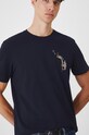 Bavlněné tričko pánské s elastanem s potiskem tmavomodrá barva námořnická modř RW24.TSM405