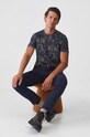 T-shirt bawełniany męski z domieszką elastanu wzorzysty kolor czarny RW24.TSM606 czarny RW24