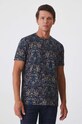 T-shirt bawełniany męski z domieszką elastanu wzorzysty kolor czarny czarny RW24.TSM606