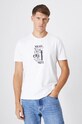 T-shirt bawełniany męski z domieszką elastanu z nadrukiem kolor biały biały RW24.TSM622