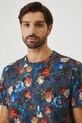 T-shirt bawełniany męski wzorzysty kolor niebieski niebieski RW24.TSMB01