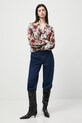 Bluzka damska z wiskozy w kwiaty RW25-BDD030 beżowy RW25