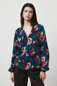 Bluzka damska z wiskozy w kwiaty RW25-BDD030 turkusowy RW25