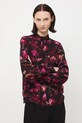 Bluzka damska z wiskozy wzorzysta casual czarny RW25-BDD092