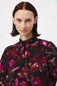 Bluzka damska z wiskozy wzorzysta czarny RW25-BDD092
