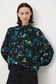 Bluzka damska z wiskozy wzorzysta casual czarny RW25-BDD092