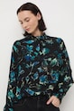 Bluzka damska z wiskozy wzorzysta czarny RW25-BDD092