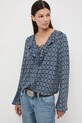 Bluzka damska żakardowa z wiskozy wzorzysta casual multicolor RW25-BDD405