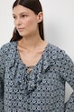 Bluzka damska żakardowa z wiskozy wzorzysta multicolor RW25-BDD405