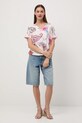 Bluzka z domieszką lnu damska wzorzysta RW25-BKD010 multicolor RW25