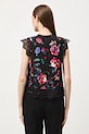 Odzież Bluzka damska z wiskozy w kwiaty RW25-BKDB00 czarny