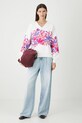 Bluza bawełniana damska oversize z nadrukiem RW25-BLD200 biały RW25