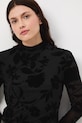 Longsleeve damski z siateczki z welurowym nadrukiem czarny RW25-BUD501