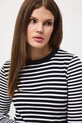 Longsleeve bawełniany damski z elastanem w pasy czarny RW25-BUD602