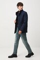 Longsleeve bawełniany męski z elastanem gładki RW25-BUM041 granatowy RW25
