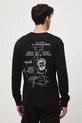 Longsleeve bawełniany męski z kolekcji Science – Words of Wisdom czarny RW25-BUM350