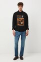 Longsleeve bawełniany męski z nadrukiem RW25-BUM600 czarny RW25
